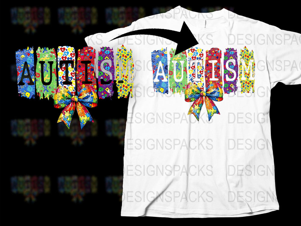 Colorful Autism Awareness T-Shirt with Puzzle Pieces Graphic Design Unisex Tee