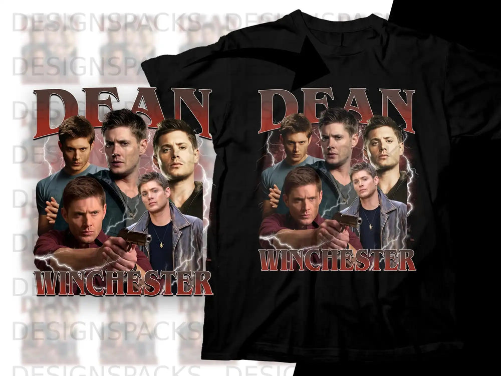 Dean Winchester collage shirt with actor Jensen Ackles in various poses.