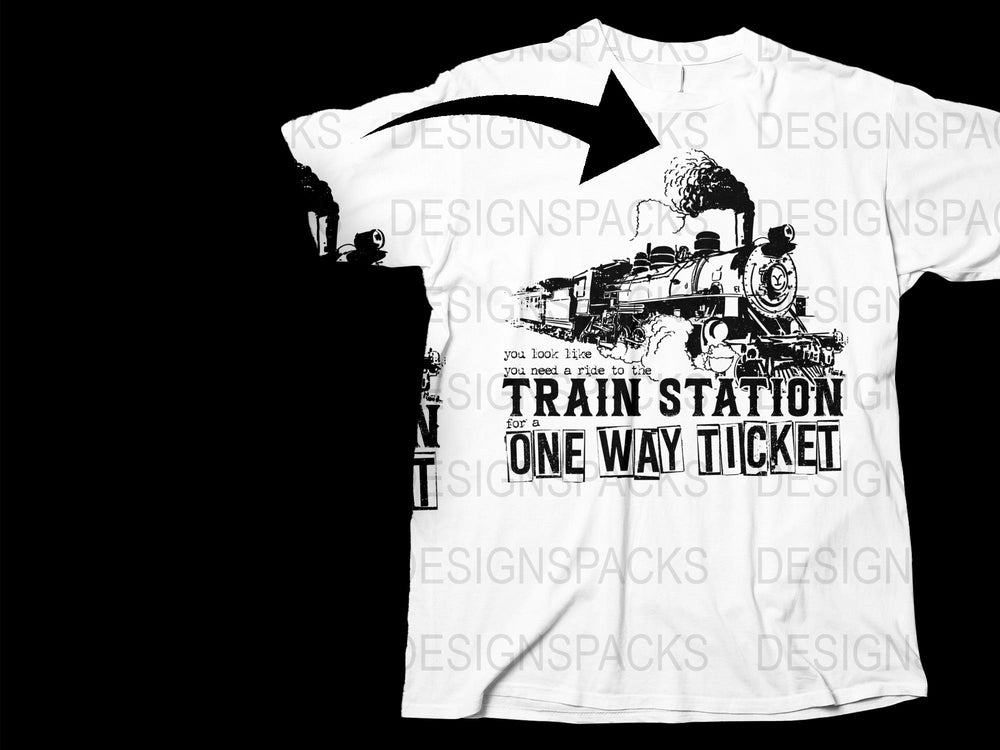 Vintage Train T-Shirt, Classic Locomotive Design, Railroad Station Graphic Tee, Retro Style Cotton Shirt, Unique Gift for Train Enthusiasts