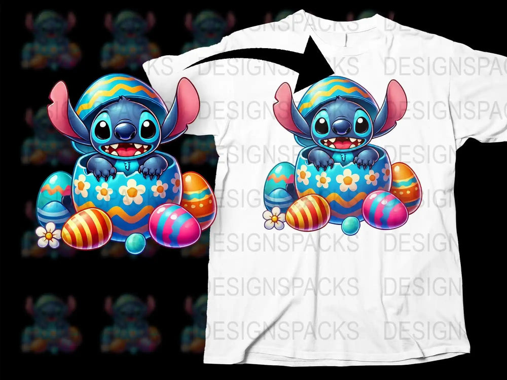 Adorable Stitch Easter Themed Graphic Png Digital Download