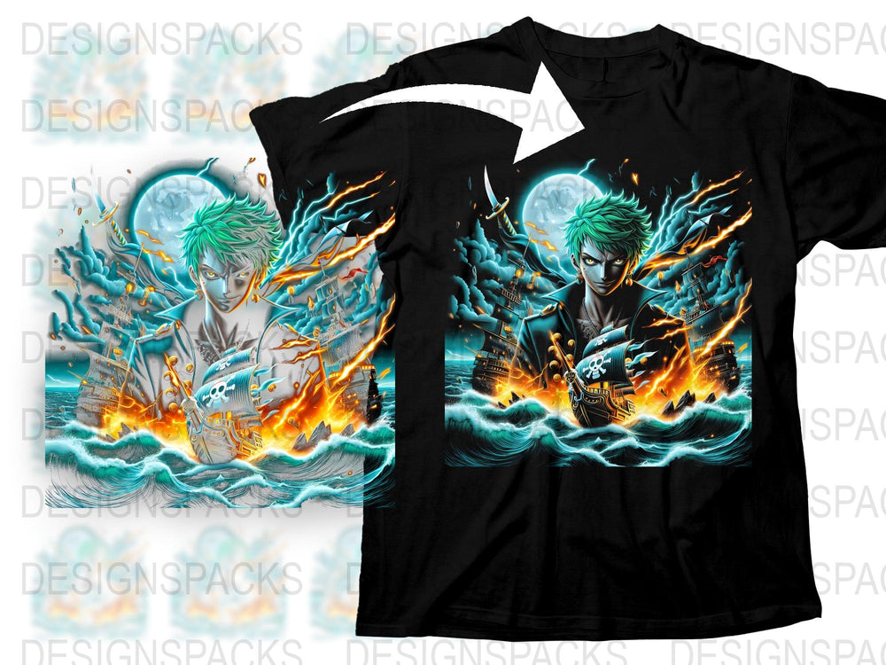 Anime-Inspired Graphic T-Shirt, Cool Blue Flame Character Design, Unisex Cotton Tee