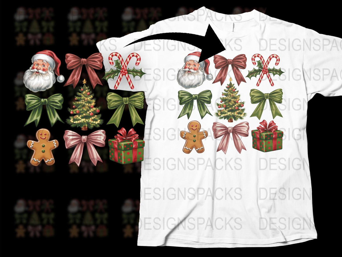 Holiday T-Shirt Christmas Santa Claus Gingerbread Man Tree Gifts Festive Apparel Unisex Cotton Tee