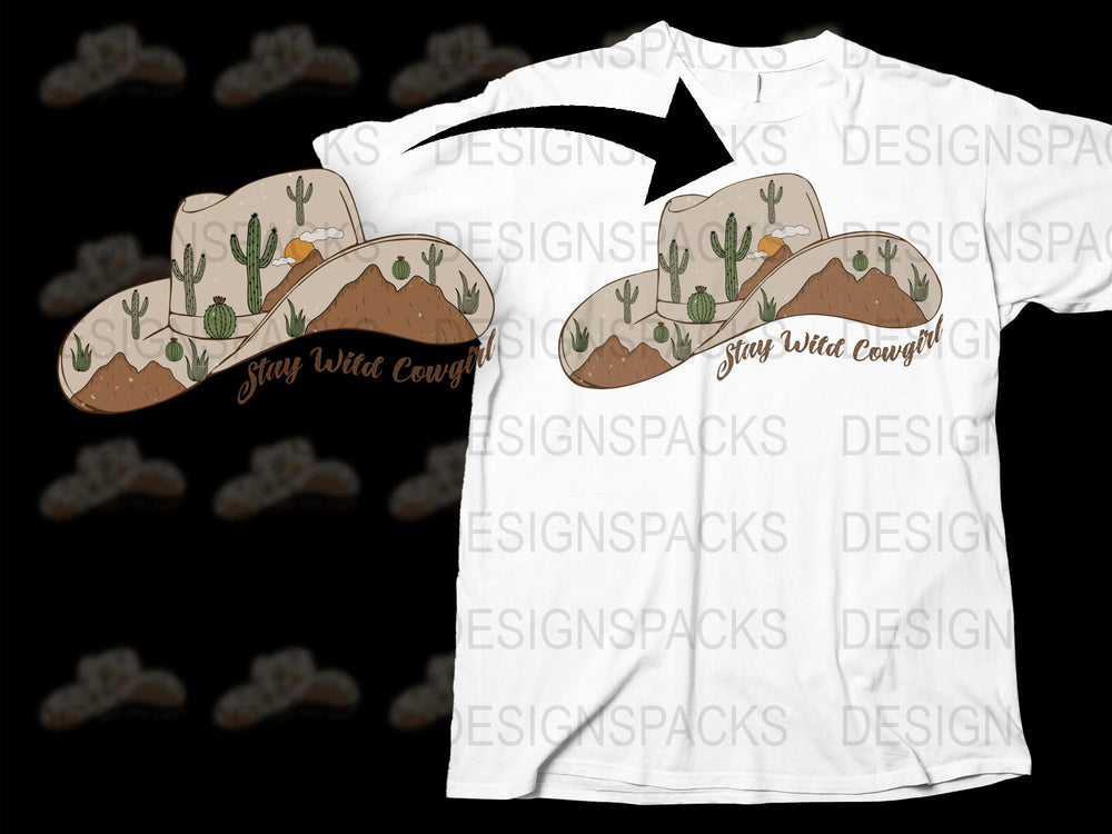 Stay Wild Cowboy Graphic T-Shirt, Western Cactus Desert Tee, Unisex Boho Country Style Top