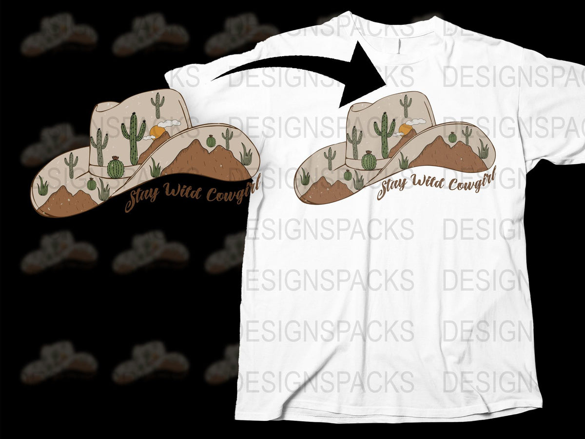 Stay Wild Cowboy Graphic T-Shirt, Western Cactus Desert Tee, Unisex Boho Country Style Top
