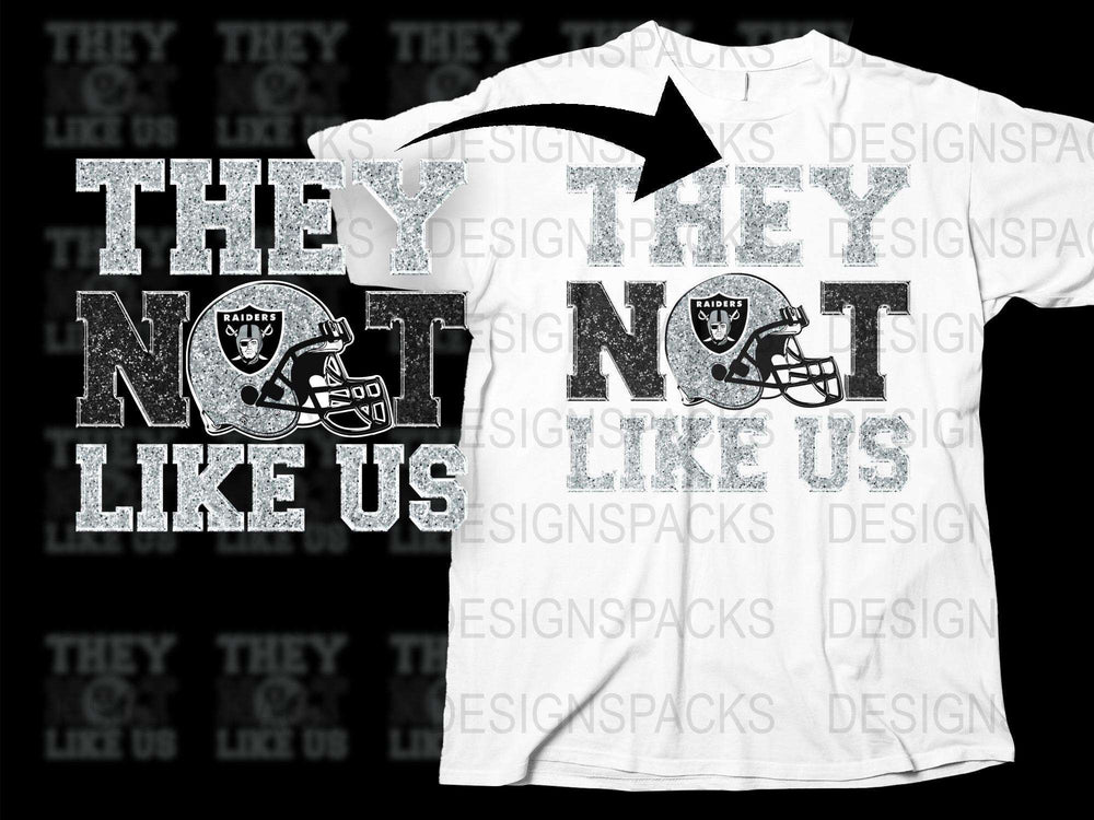 They Not Like Us Raiders Football Fan T-Shirt, Black and White Graphic Tee, Sports Apparel, Unisex Casual Wear
