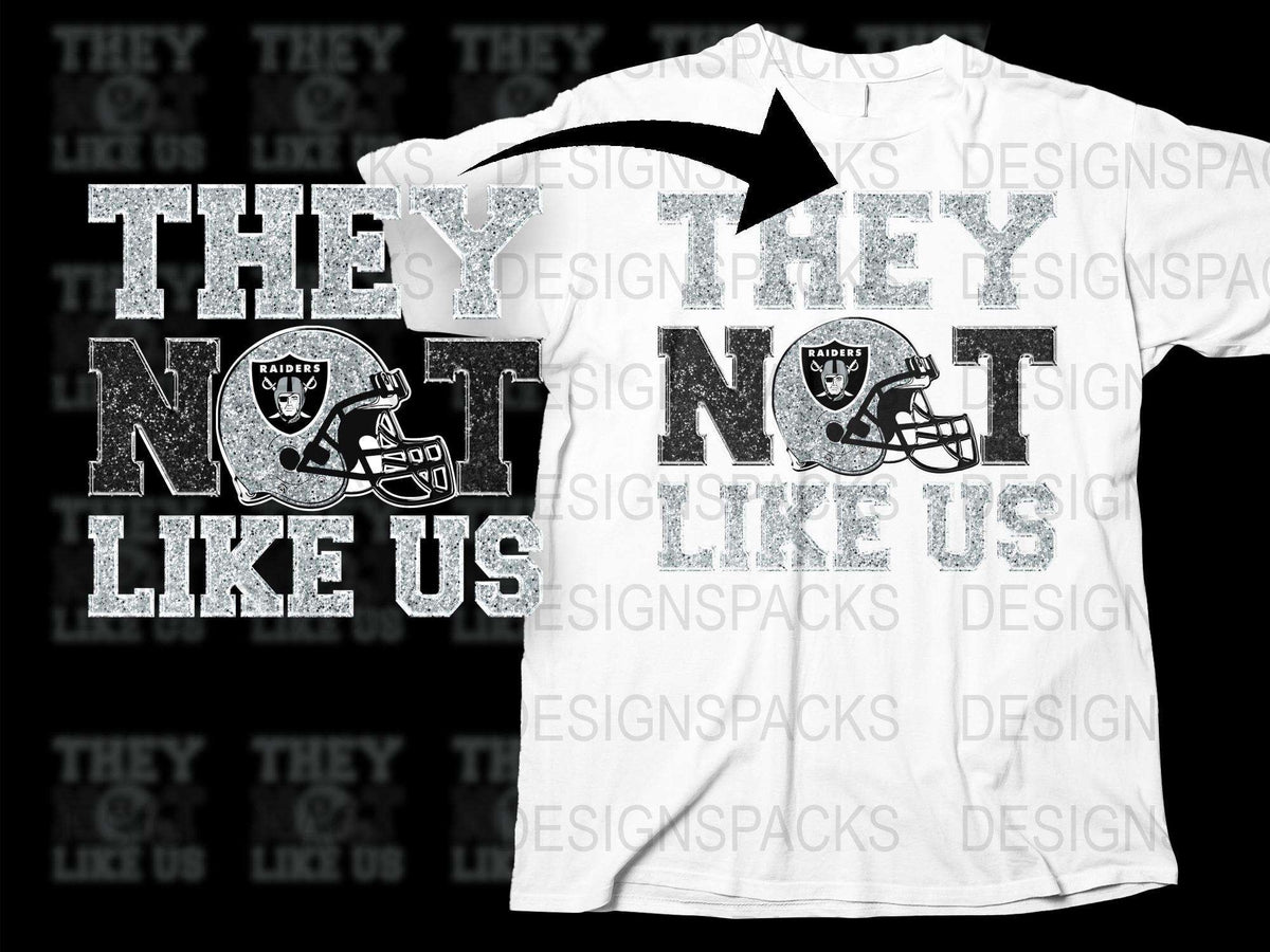 They Not Like Us Raiders Football Fan T-Shirt, Black and White Graphic Tee, Sports Apparel, Unisex Casual Wear