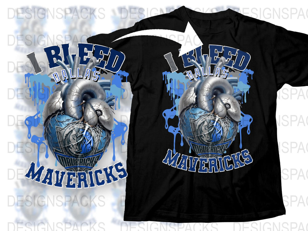 Dallas Mavericks Basketball Fan T-Shirt, I Bleed Dallas, Sports Fan Apparel, Unisex Black Tee