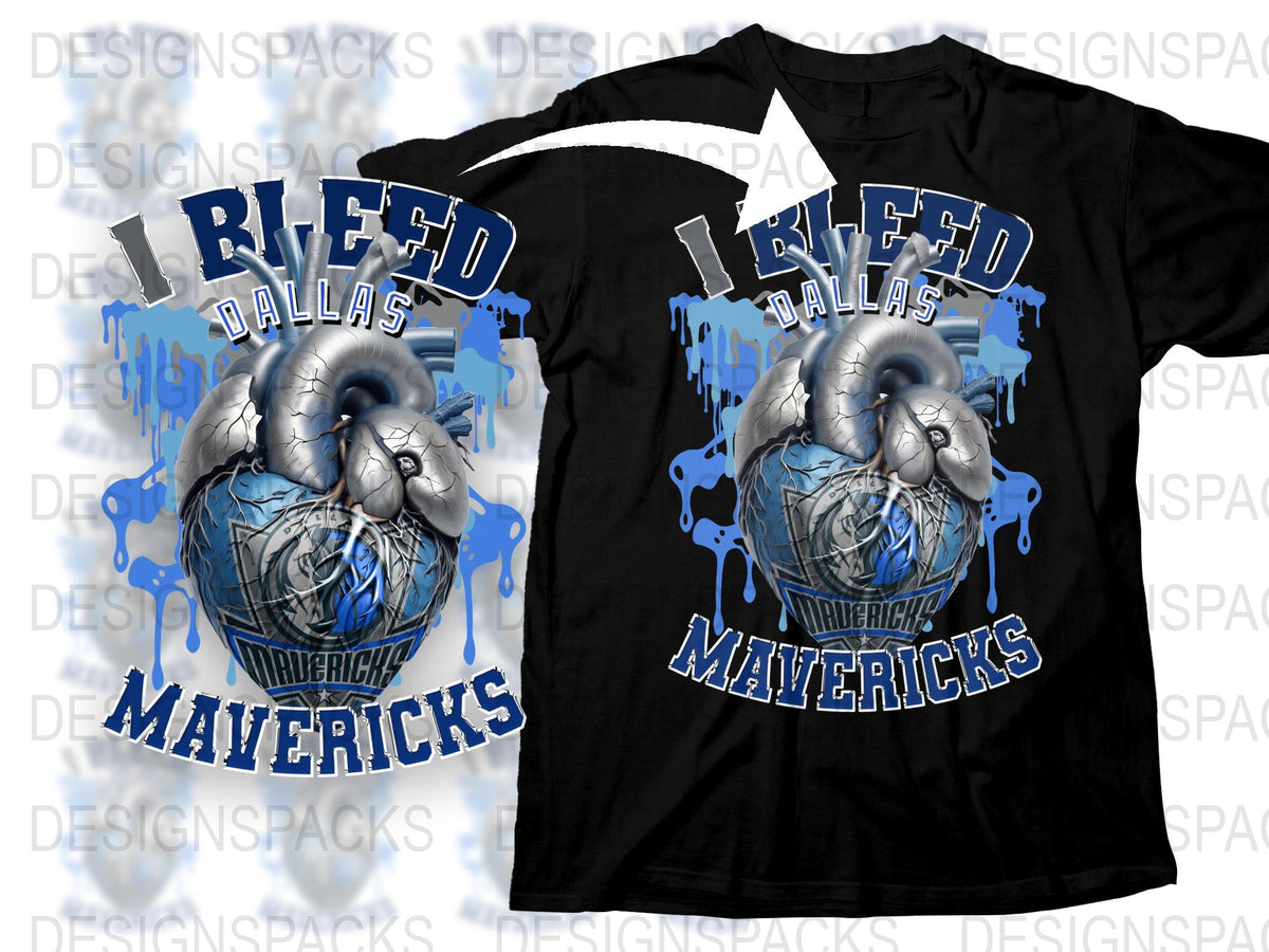 Dallas Mavericks Basketball Fan T-Shirt, I Bleed Dallas, Sports Fan Apparel, Unisex Black Tee