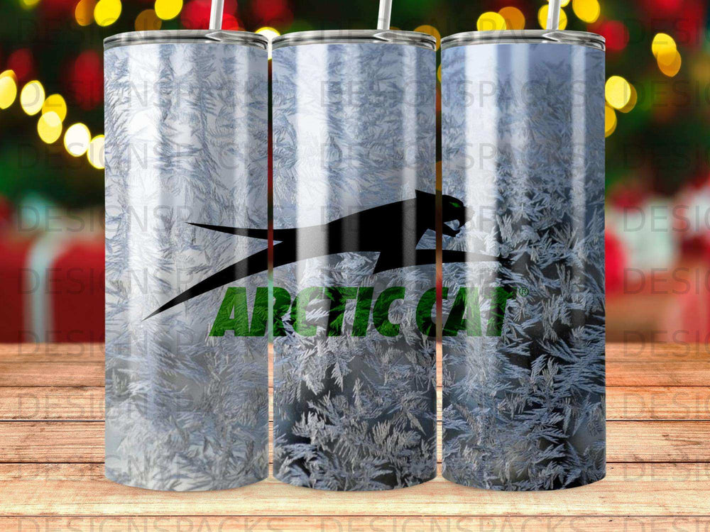Arctic Cat logo on a frosty, icy tumbler.