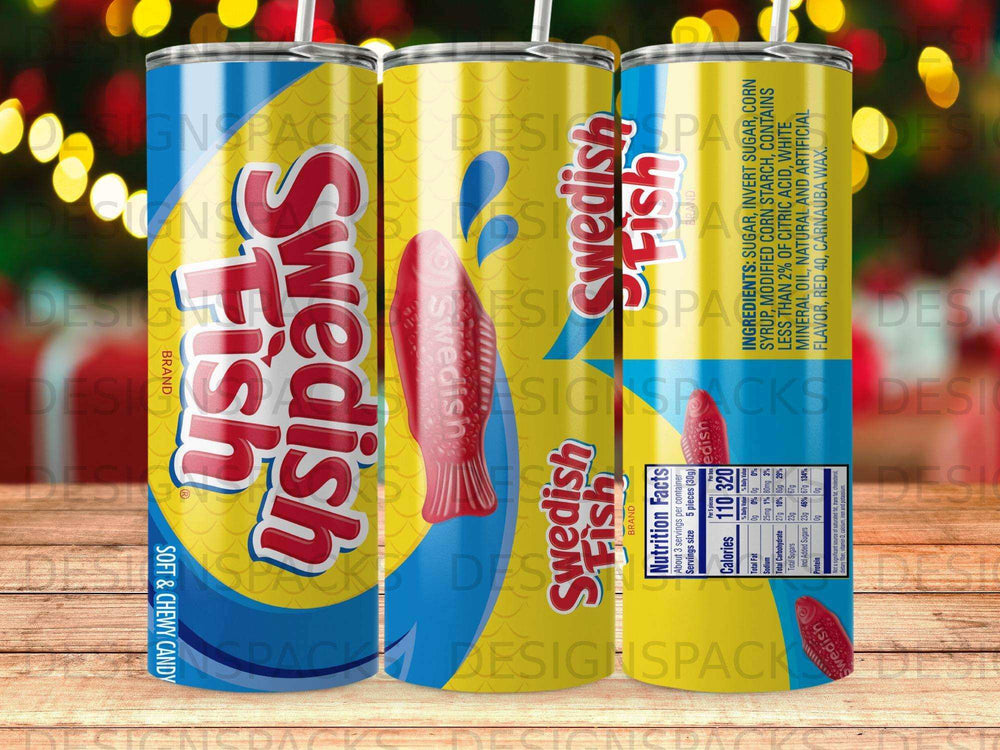 Swedish Fish candy in original packaging with nutrition facts.