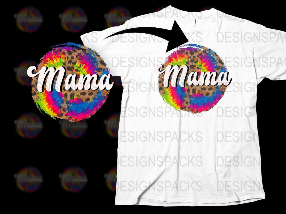 Mama T-Shirt Tie Dye Colorful Design, Mother's Day Gift, Cotton Tee, Casual Women's Fashion Top, Summer Style Outfit