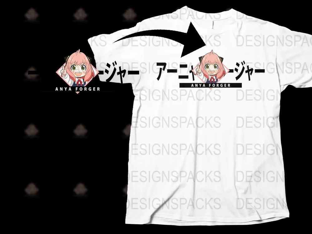 Anime Character Anya Forger Graphic T-Shirt, Cute Manga-Inspired Tee, Unisex White Shirt with Bold Print Design