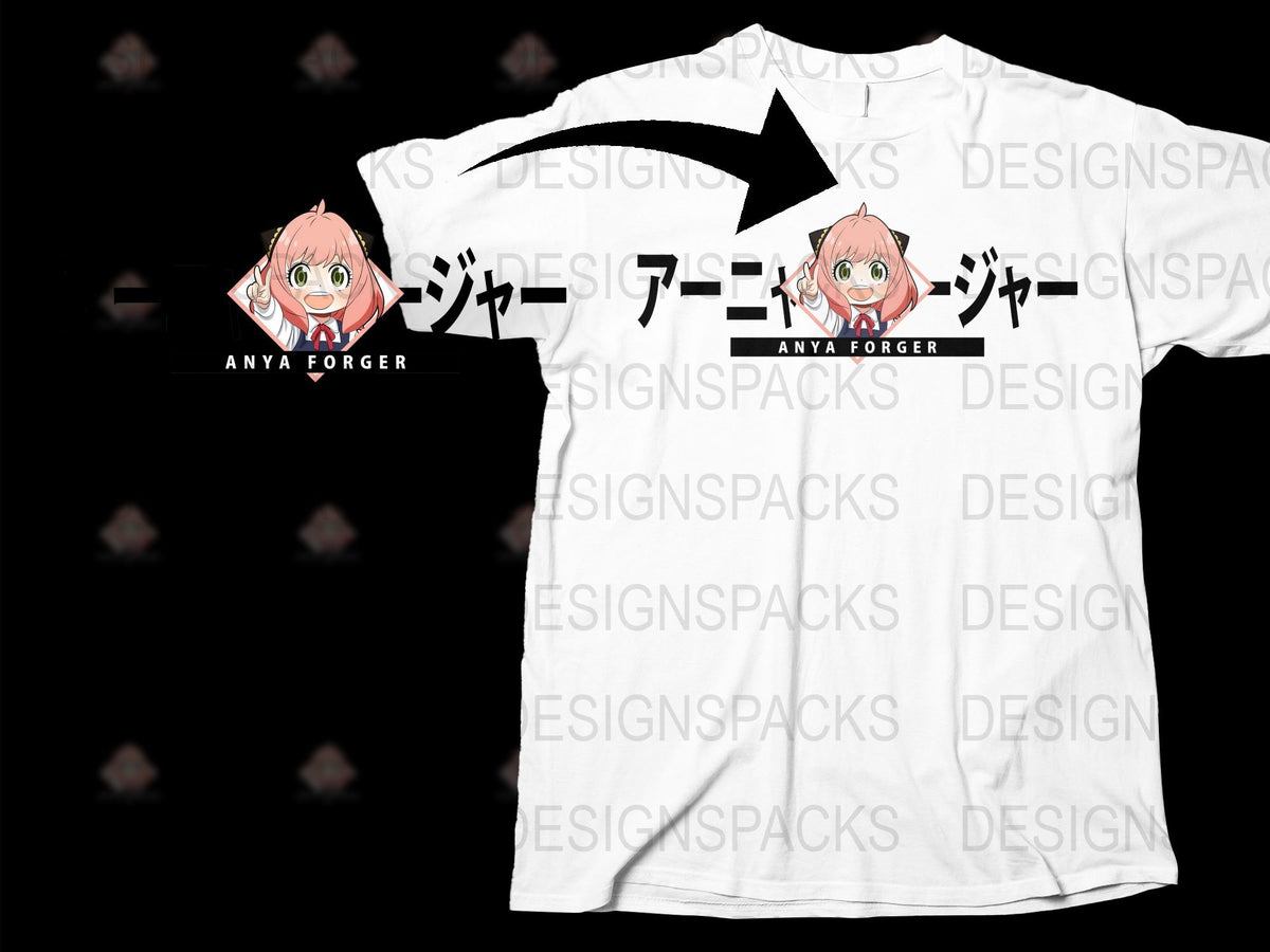 Anime Character Anya Forger Graphic T-Shirt, Cute Manga-Inspired Tee, Unisex White Shirt with Bold Print Design