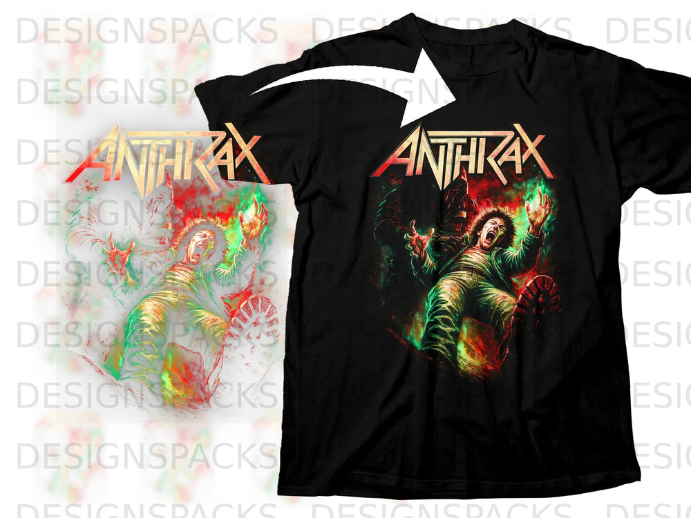 Black Anthrax t-shirt with a screaming figure and band logo.