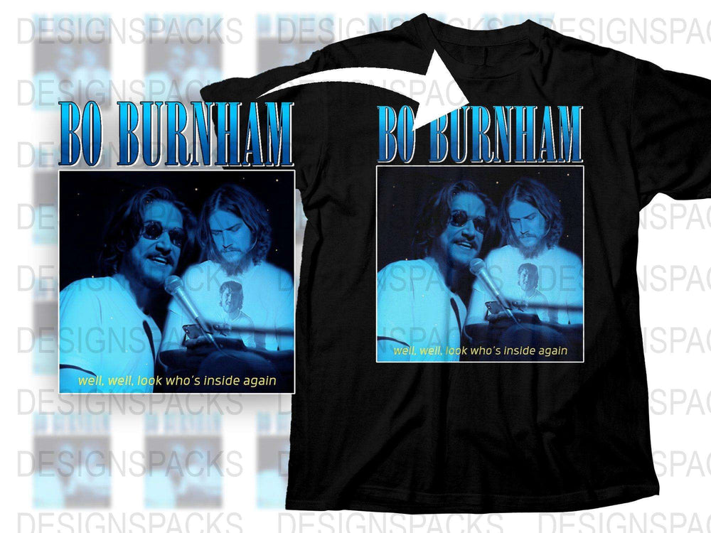 Bo Burnham Quote T-Shirt, Black Graphic Tee, Well, Well, Look Who's Inside Again Merchandise
