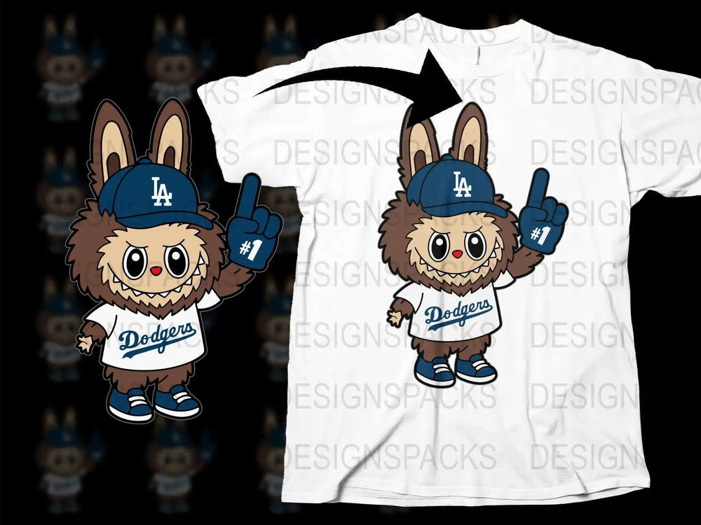 Los Angeles Dodgers Mascot Owl T-Shirt, Cartoon Baseball Fan Apparel, Unisex Kids and Adults White Tee
