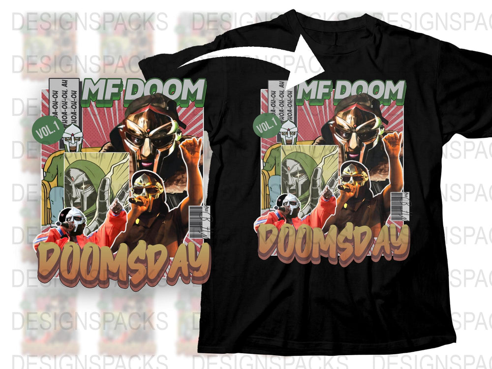 MF DOOM Inspired Graphic T-Shirt, Vintage Style Hip Hop Tee, Doomsday Album Cover Print, Black Unisex Shirt