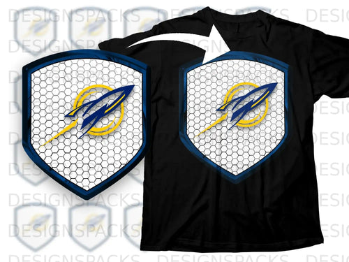 Rocket Emblem with Honeycomb Shield Design Shirt