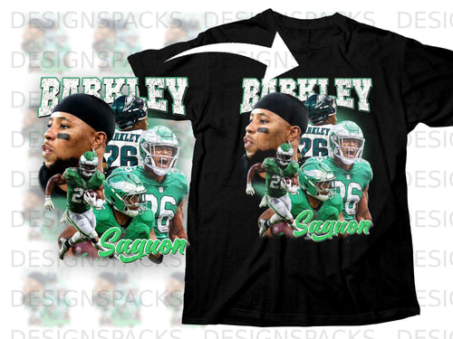 Saquon Barkley in Eagles uniform, with 