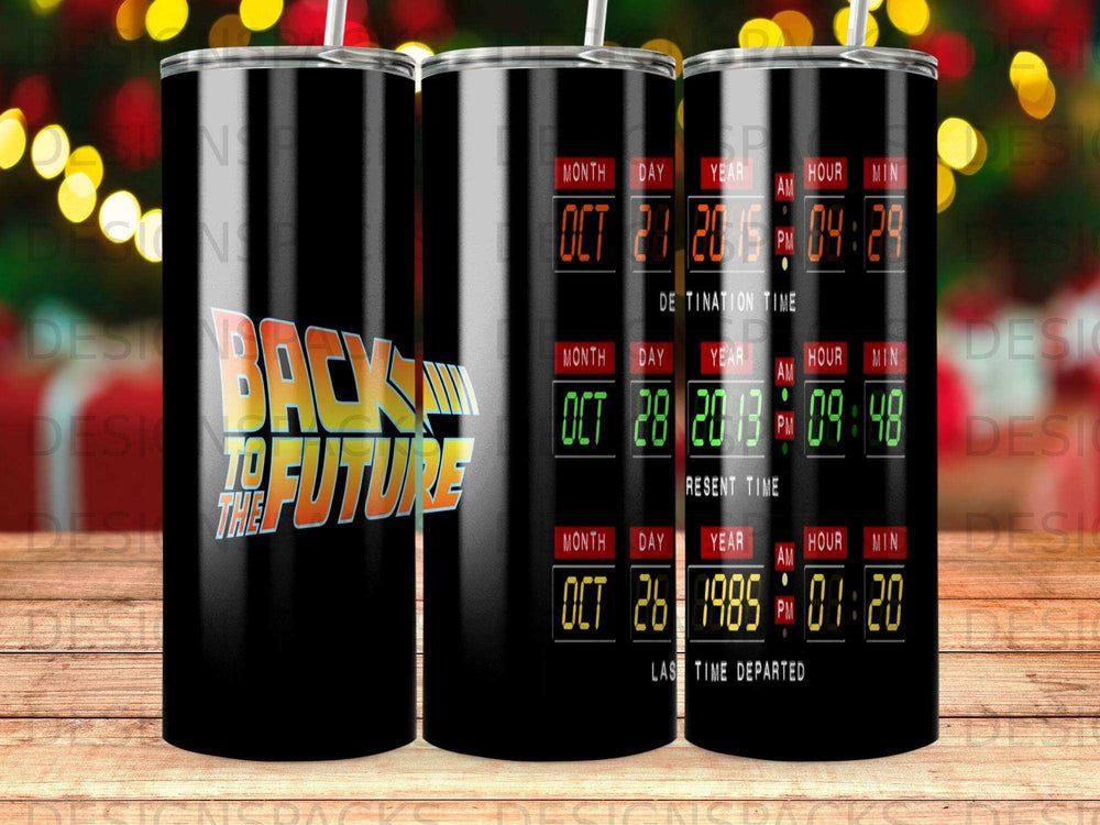Back to the Future tumbler with destination and departure time displays.