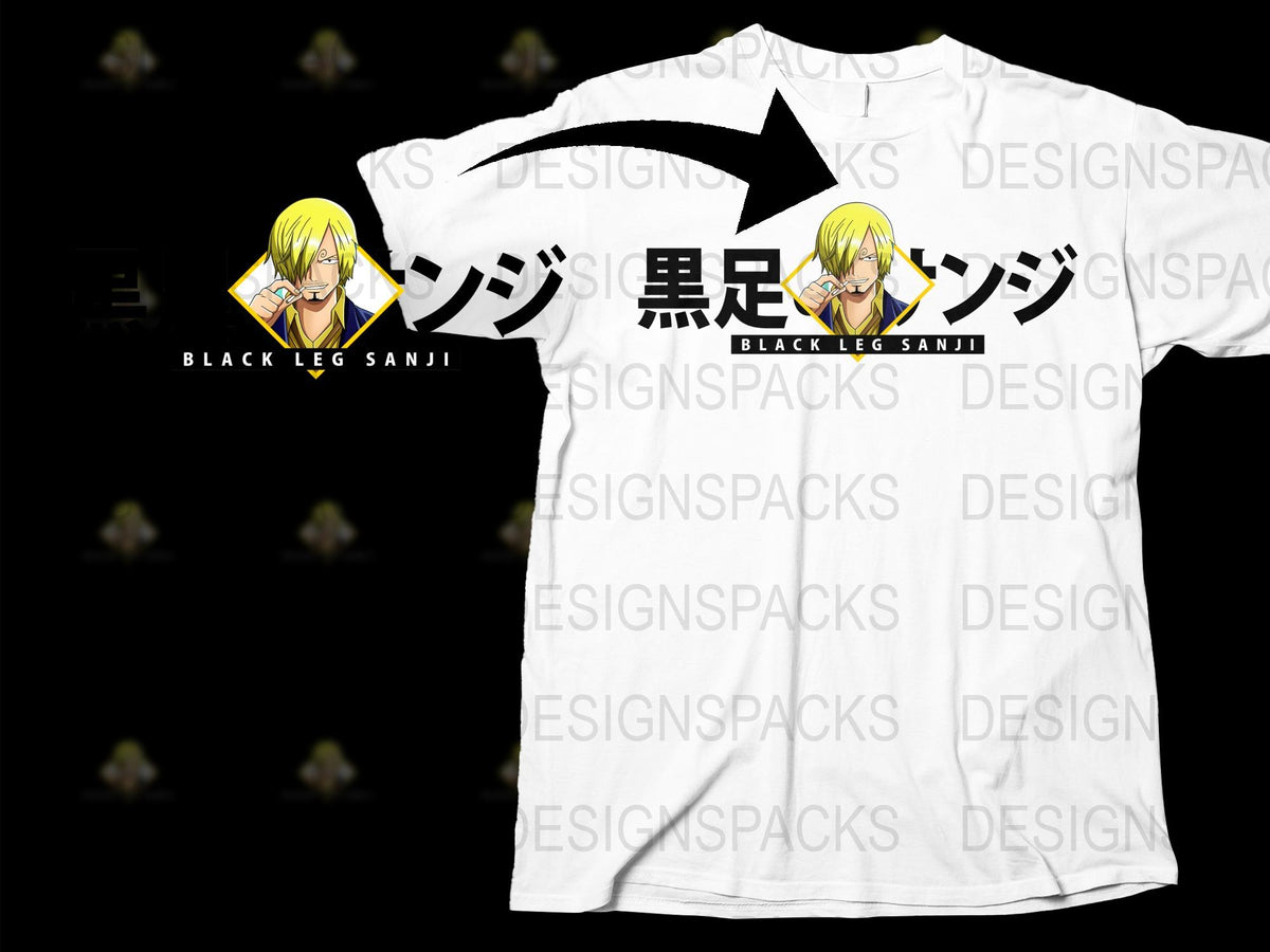 Anime Character T-Shirt, Black Leg Sanji Graphic Tee, Unisex Manga Inspired Shirt, White Cotton Top