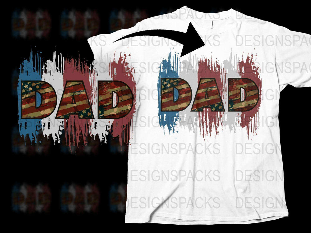 Vintage American Flag Dad T-Shirt, Distressed Patriotic Father's Day Gift, Men's Graphic Tee