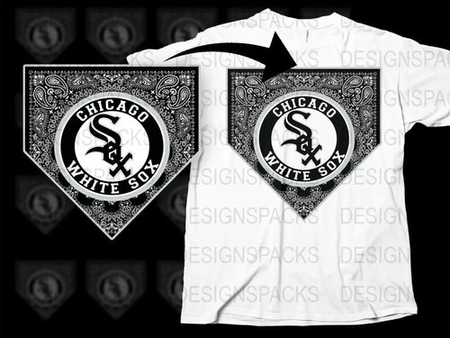 Chicago White Sox bandana-style baseball design for DTG/DTF t-shirt printing, print-ready PNG SVG
