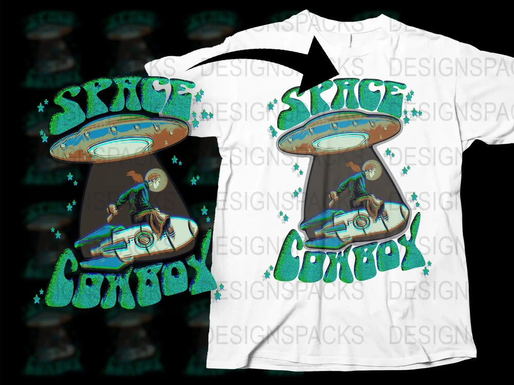 Space Cowboy T-Shirt, Retro Sci-Fi Graphic Tee, Vintage Style, Unisex Fashion, Casual Streetwear, Gift for Sci-Fi Fans