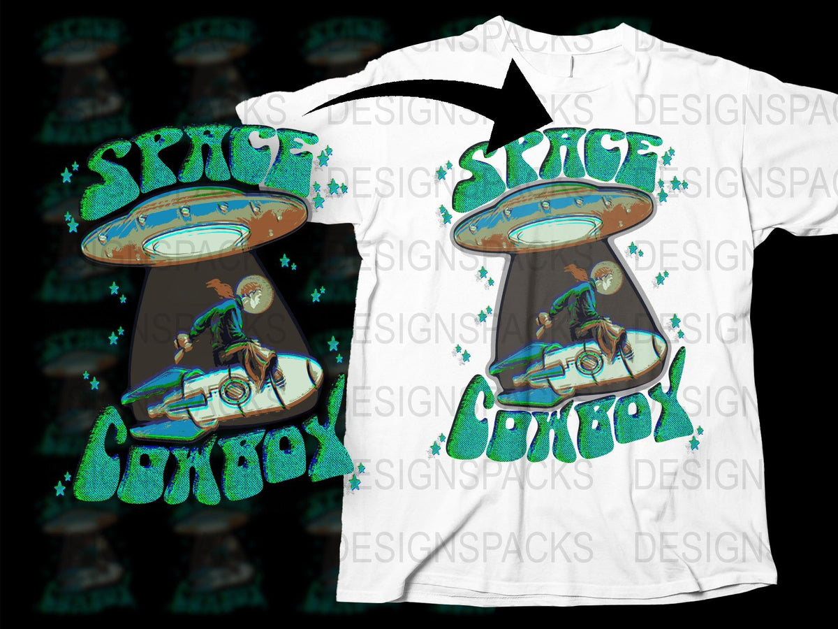 Space Cowboy T-Shirt, Retro Sci-Fi Graphic Tee, Vintage Style, Unisex Fashion, Casual Streetwear, Gift for Sci-Fi Fans