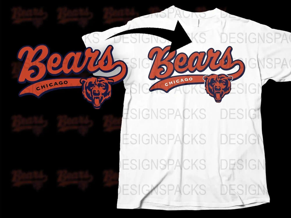 Chicago Bears T-Shirt, Sports Team Logo Apparel, Casual Fan Wear, White Cotton Tee