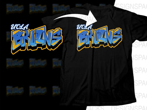 UCLA Bruins graffiti-style design on black t-shirt, print-ready for DTG/DTF, SVG/PNG files