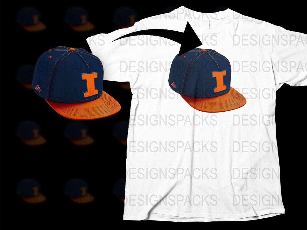 University of Illinois Fan Gear Bundle, Orange Blue Cap and Logo T-Shirt Set