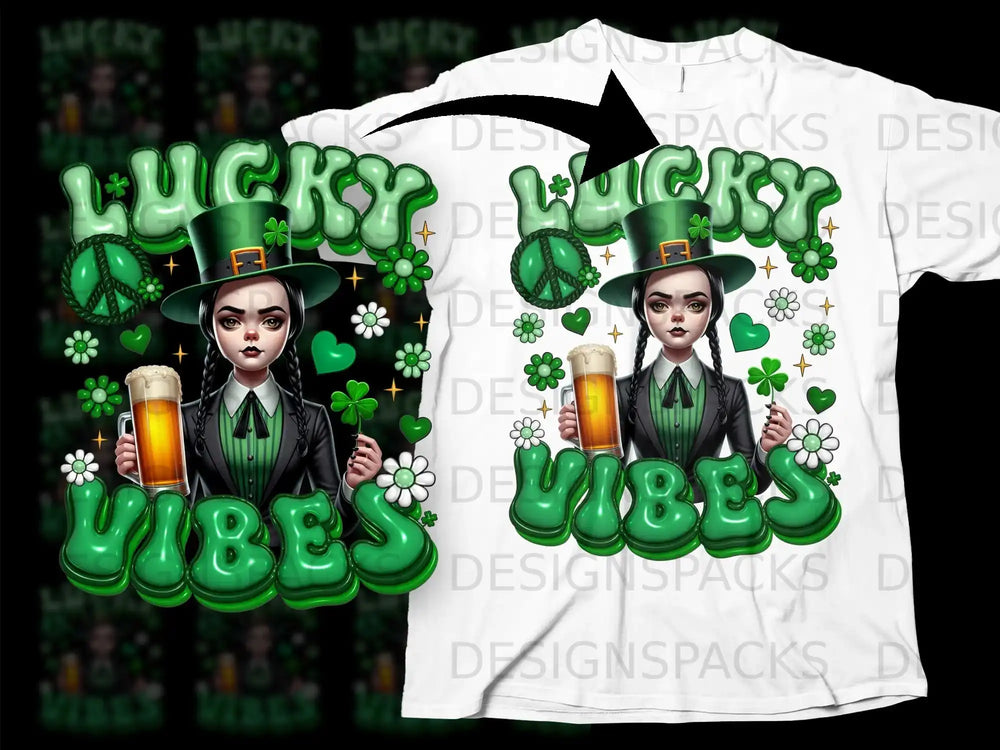 Lucky Vibes Wednesday Goth Beer Shamrock Green product type