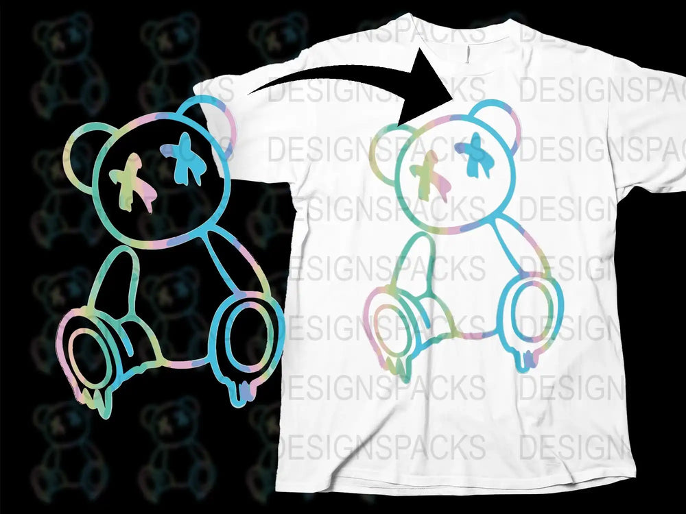 Colorful Teddy Bear Graphic T-Shirt, Cute Cartoon Bear Tee, Unisex Kids and Adult Sizes, Casual Wear