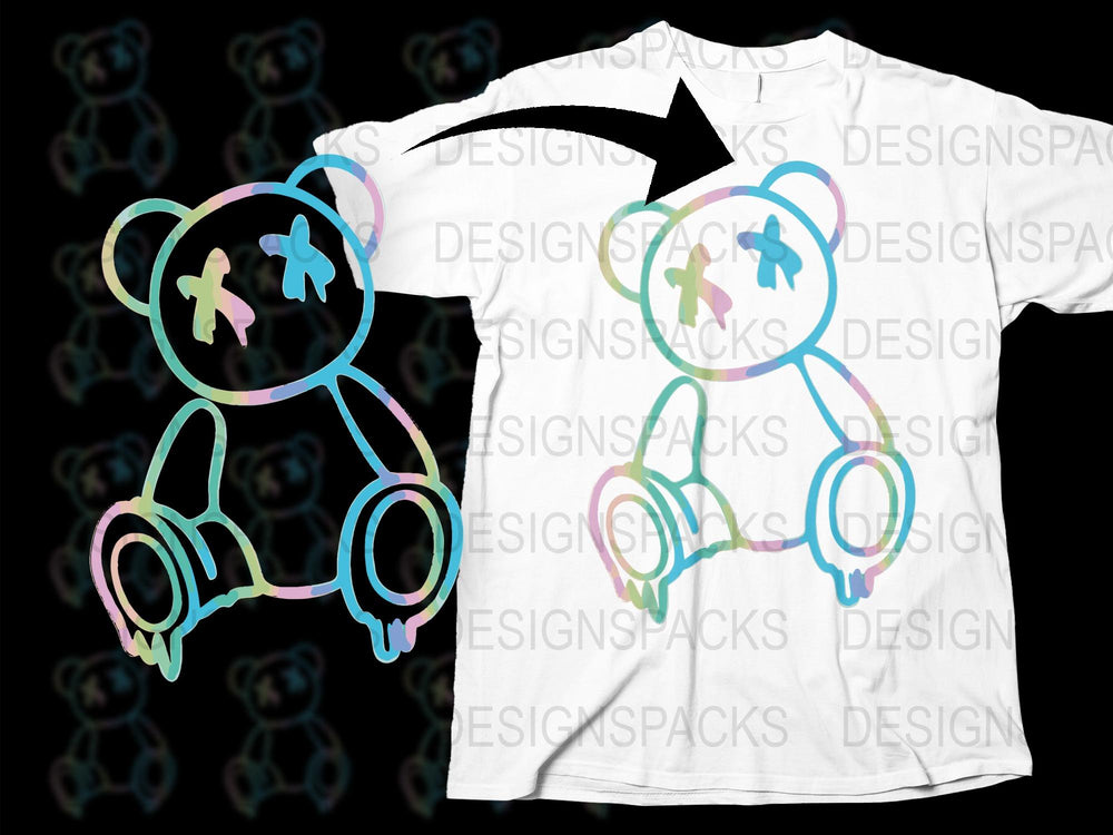 Colorful Teddy Bear Graphic T-Shirt, Cute Cartoon Bear Tee, Unisex Kids and Adult Sizes, Casual Wear