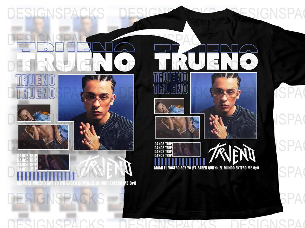 Trueno Graphic T-Shirt, Black Cotton Tee, Hip Hop Music Artist Merchandise, Unisex Streetwear Style