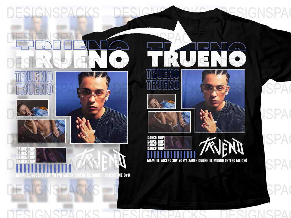 Trueno Graphic T-Shirt, Black Cotton Tee, Hip Hop Music Artist Merchandise, Unisex Streetwear Style