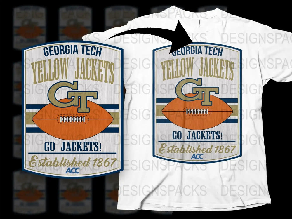 Georgia Tech Yellow Jackets T-Shirt, College Football Apparel, Vintage Style Graphic Tee, ACC Sports Fan Gift