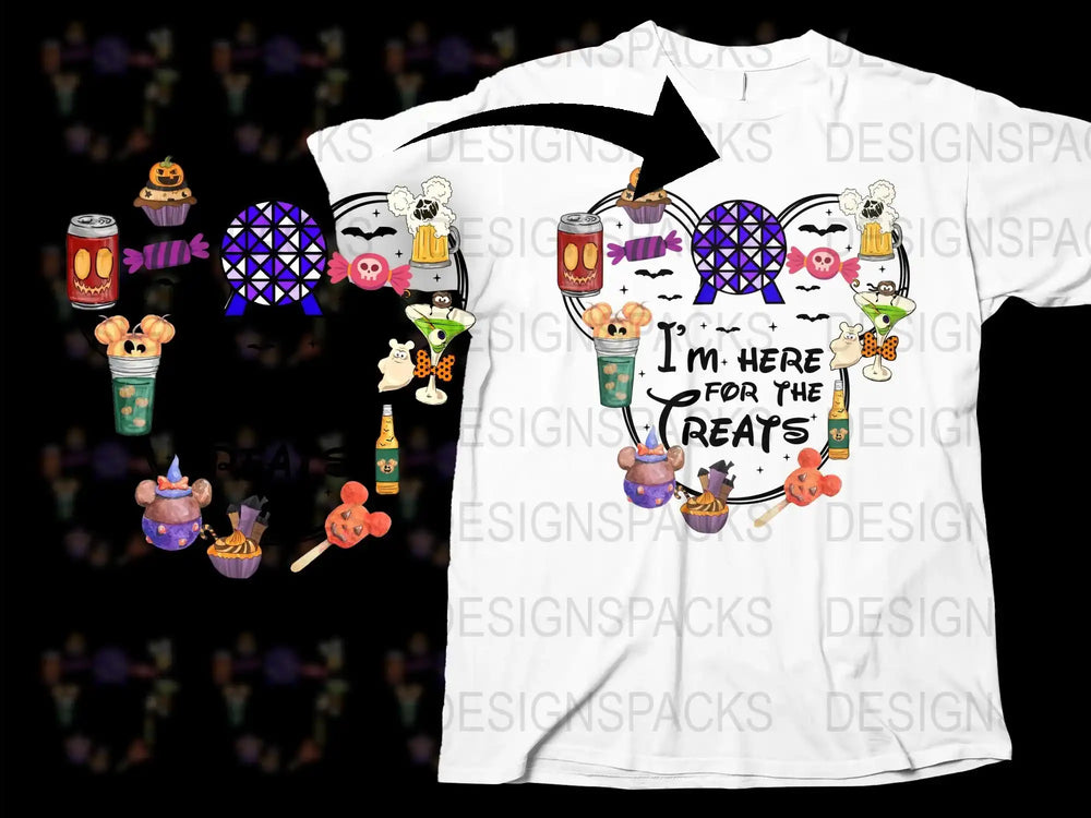 Halloween Themed T-Shirt, Cute Cartoon Monsters, Trick or Treat Design, Unisex Adult Clothing