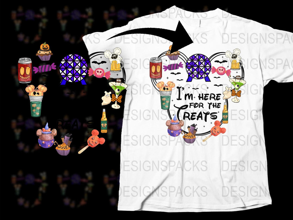 Halloween Themed T-Shirt, Cute Cartoon Monsters, Trick or Treat Design, Unisex Adult Clothing