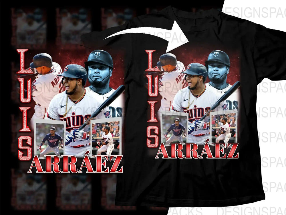 Luis Arráez baseball player collage design for t-shirt, print-ready PNG, DTF, DTG, embroidery