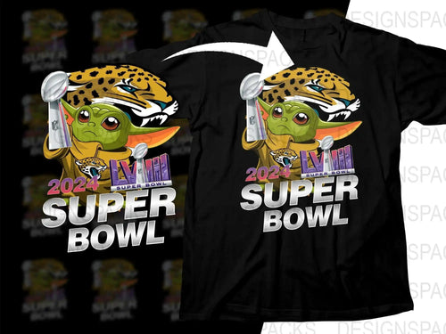 2024 Super Bowl LVIII design featuring Baby Yoda and Jacksonville Jaguars, print-ready for DTG/DTF
