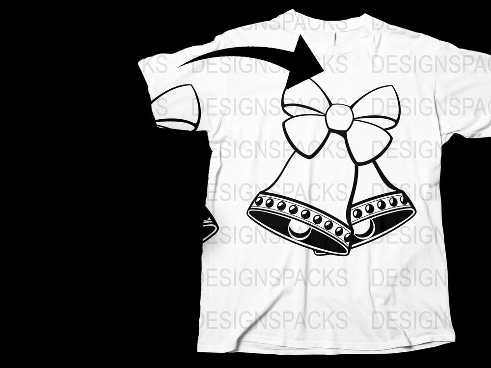 Black and White Christmas Bell Graphic T-Shirt, Holiday Festive Casual Tee, Unisex Christmas Shirt Gift Idea