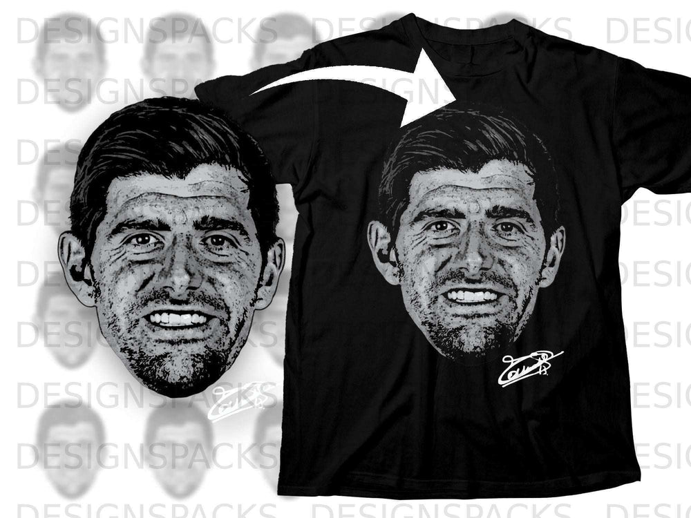 Realistic Face Graphic Art Design on Black T-shirt