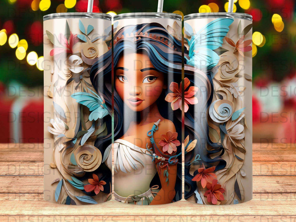 Woman with crown and flowers, surrounded by decorative floral elements.