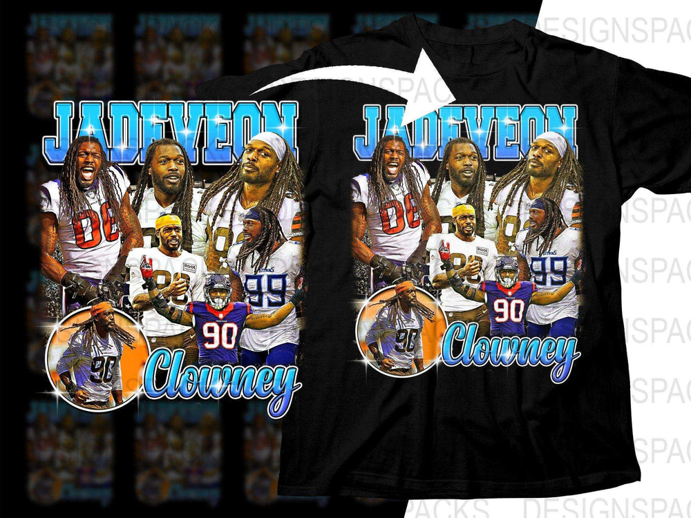 Jadeveon Clowney football player collage design for DTF/DTG t-shirt, print-ready PNG