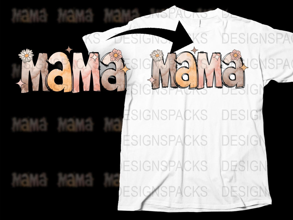 Mama Floral Graphic T-Shirt, Stylish White Tee for Women, Mother's Day Gift, Casual Wear