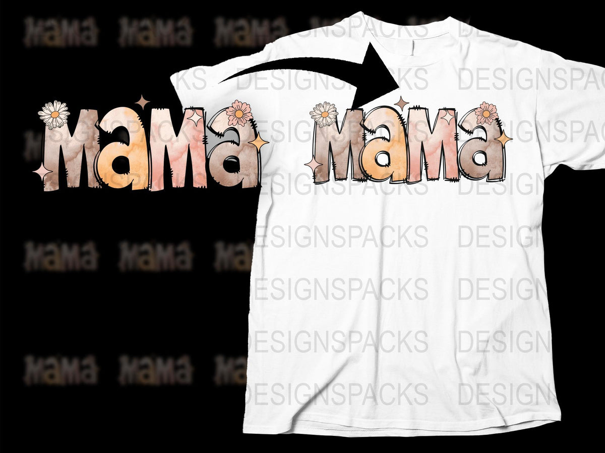 Mama Floral Graphic T-Shirt, Stylish White Tee for Women, Mother's Day Gift, Casual Wear