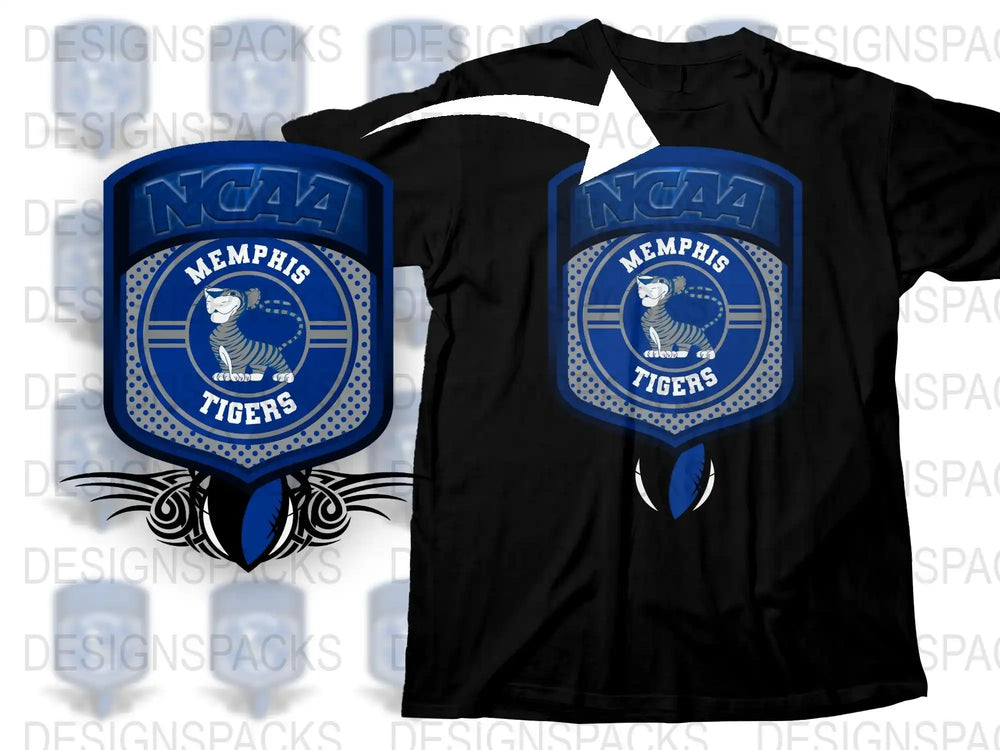 Memphis Tigers NCAA Logo Black T-Shirt, College Sports Fan Apparel, Athletic Wear, Unisex Graphic Tee