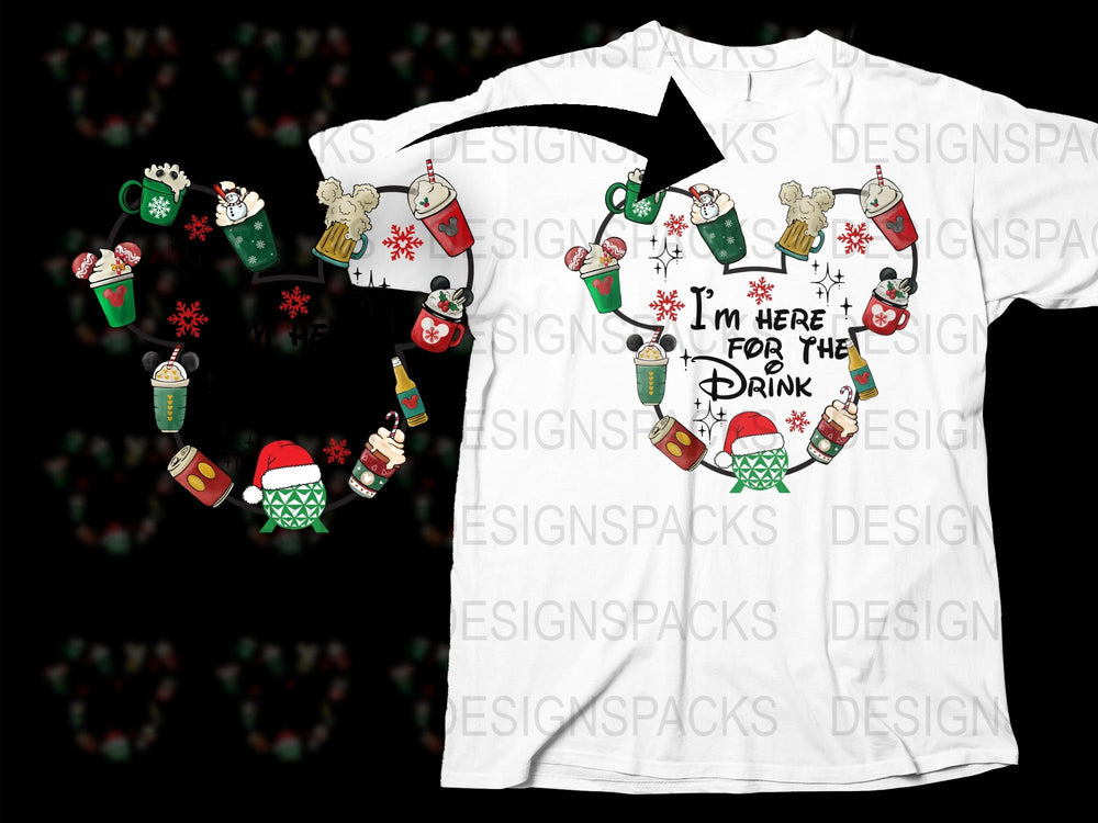 Festive Christmas T-Shirt with Holiday Drinks and Funny Quote, Graphic Tee for Holiday Parties, Unisex Cotton Shirt
